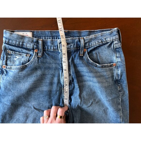 GAP ‘90s Loose Mid Rise Jeans Vintage Destructed Straight Leg Size 28 Long Tall - Picture 9 of 11